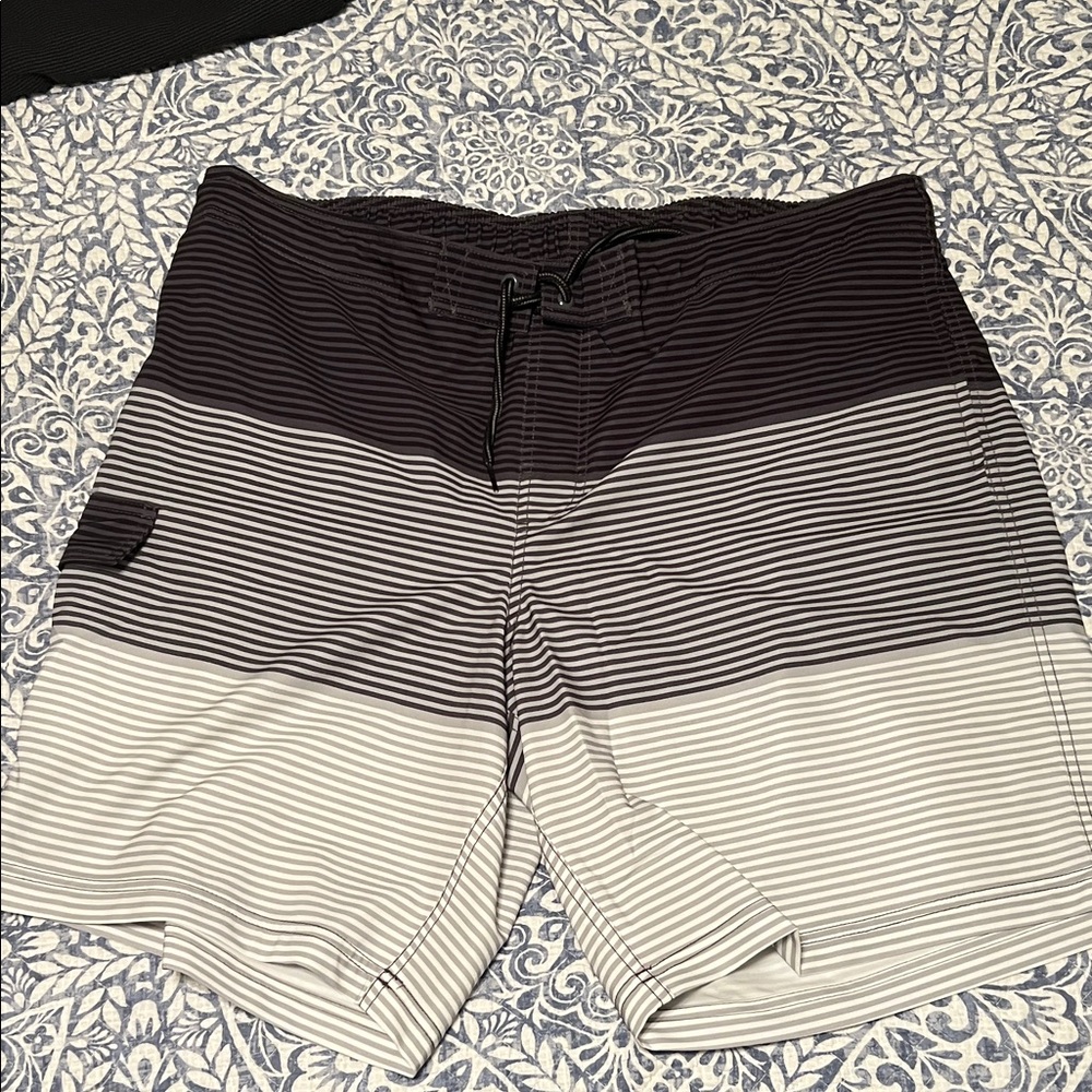 George Men's Swim Shorts - Black and White Stripes